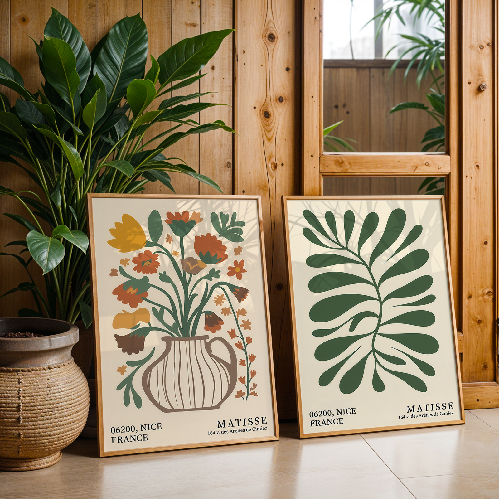 Office Furniture Modern - 2pcs Green Bohemian Floral Canvas Wall
