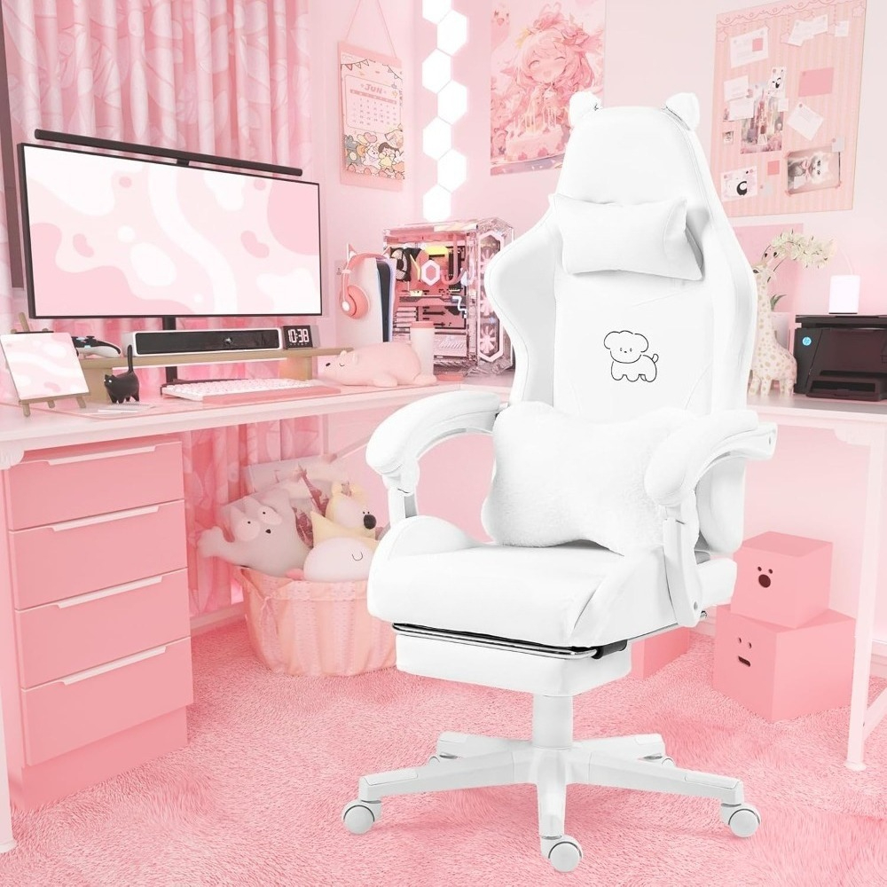 Office Furniture Ergonomic - Cute Gaming Chair with Lumbar Cushion