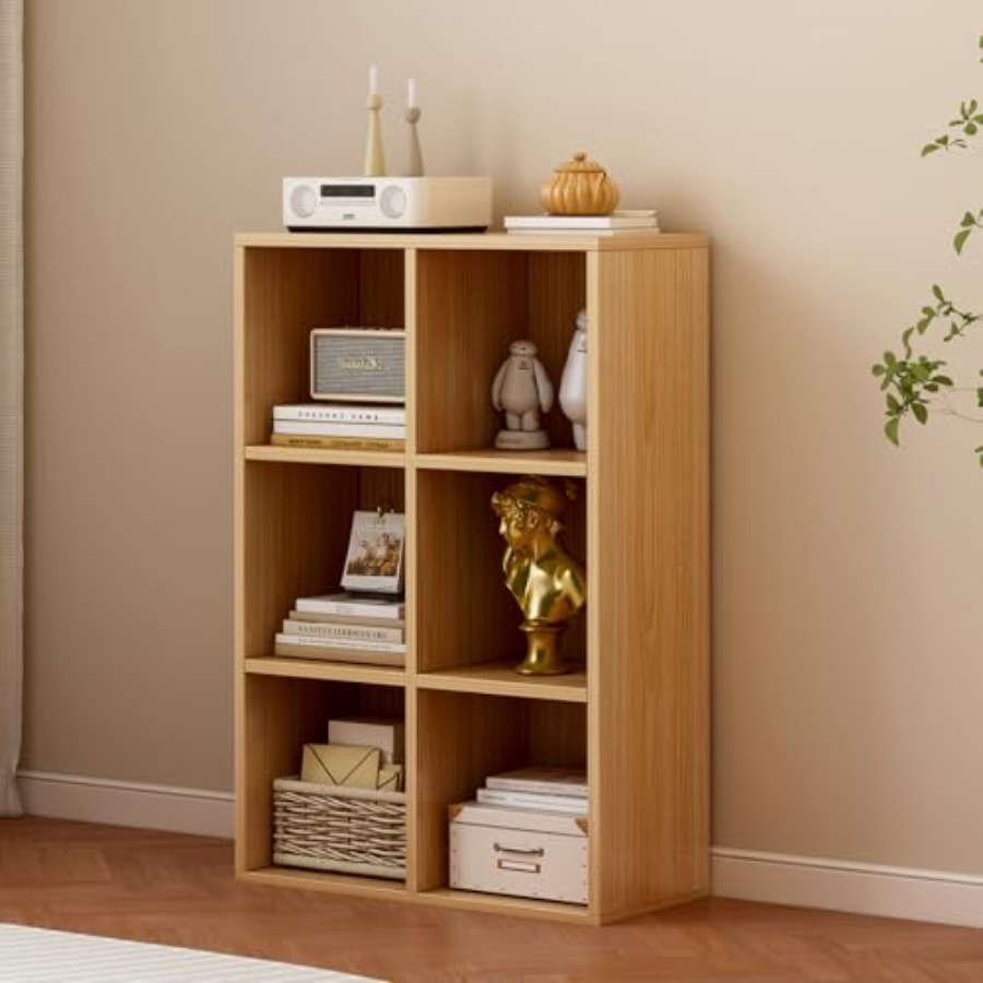Office Storage Cabinet - 6-Cube Storage Shelf Bookcase - Wooden