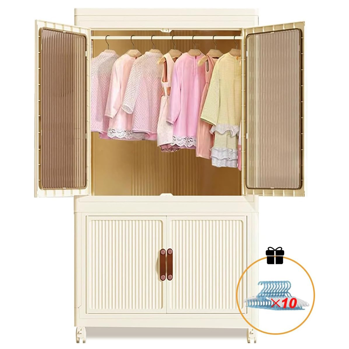 Office Storage Cabinet - Foldable Wardrobe Cabinet with Wheels, Bardrobe