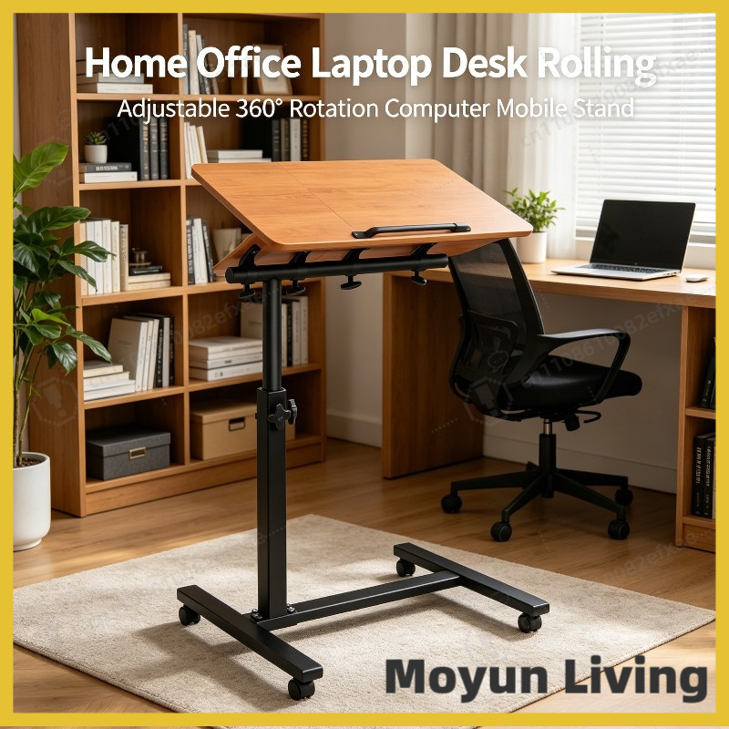 Adjustable Laptop Table - Adjustable Rolling Laptop Desk with Wheels