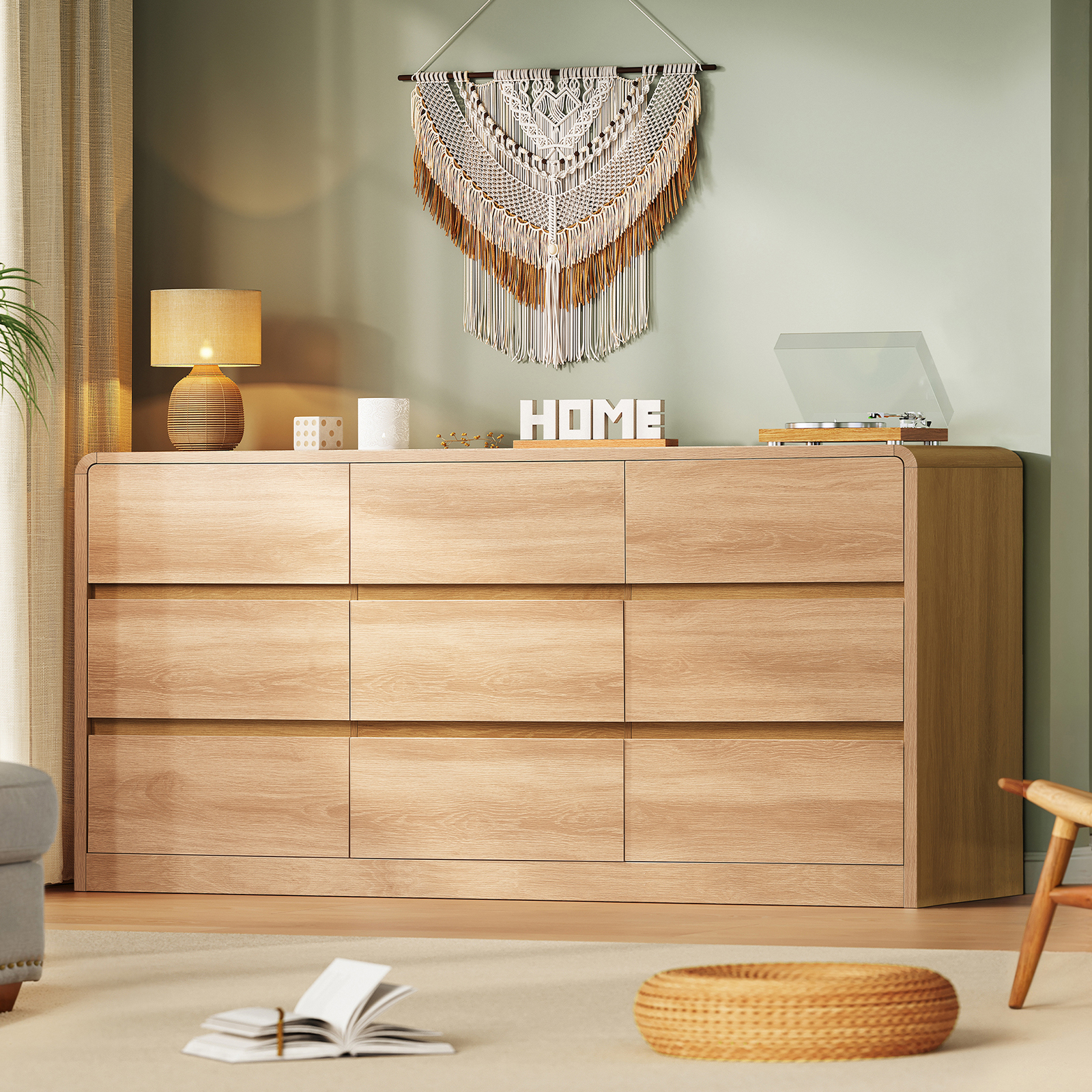 Office Furniture Modern - 9 Drawer Dresser for Bedroom, 63