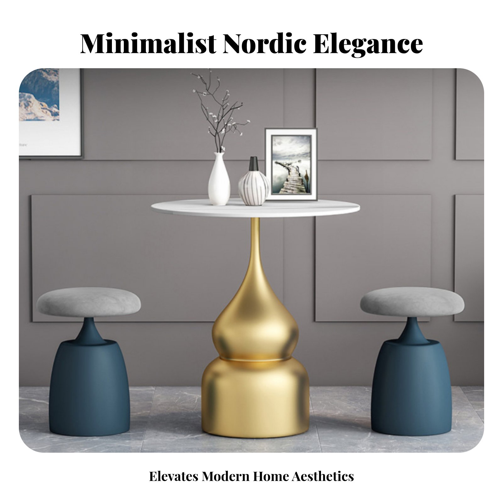 Office Furniture Modern - Round Upholstered Pouf Light Luxury Vanity