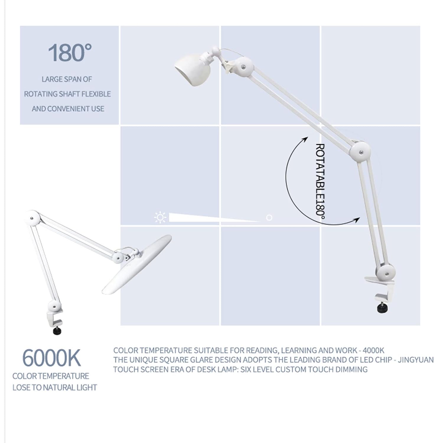 24W LED Desk Lamp with Clam 19 - Office Furniture Modern のレビューと価格
