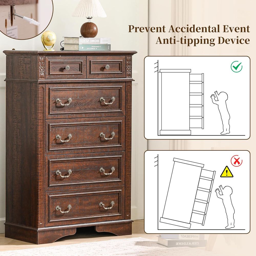 6-Drawer Tall Dresser for Bedr - Office Furniture Modern のレビューと価格