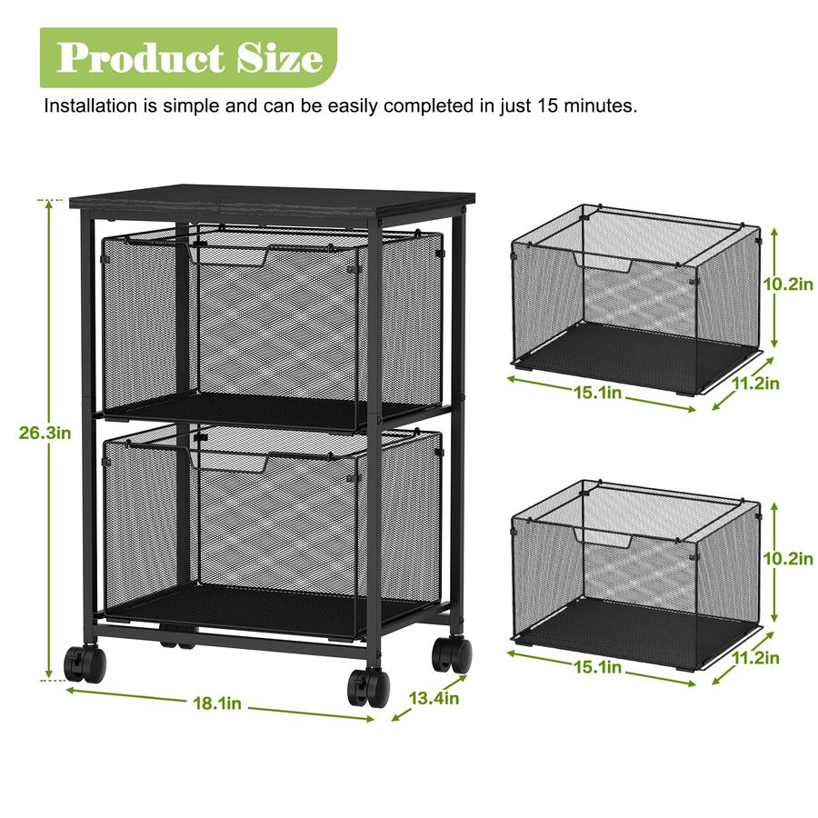 Legal Rolling File Cart with 2 - Office Storage Cabinet のレビューと価格