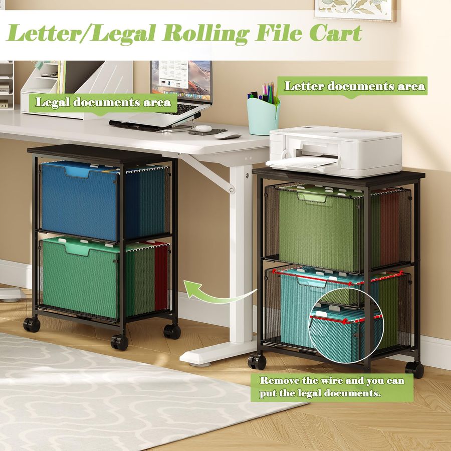 Legal Rolling File Cart with 2 - Office Storage Cabinet のレビューと価格