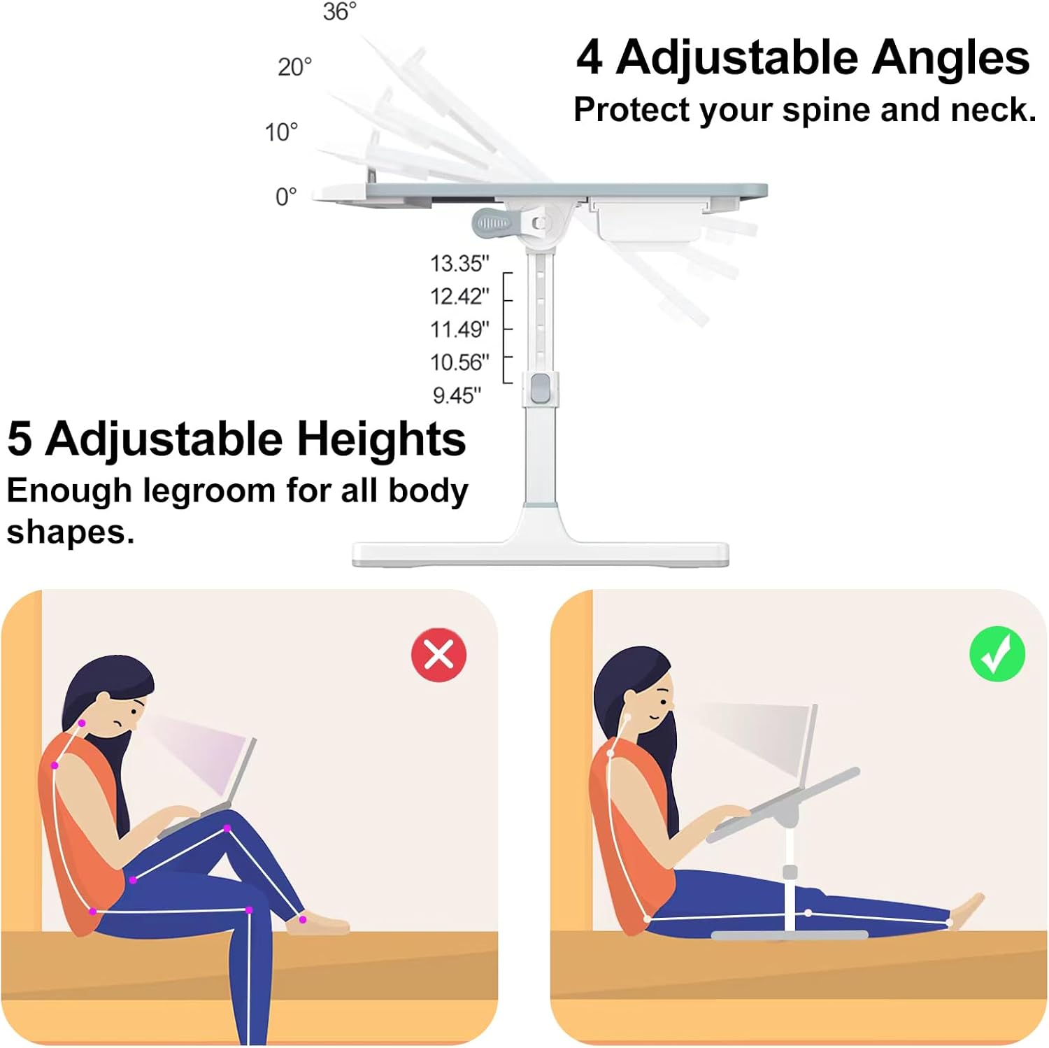 Adjustable Laptop Bed Desk wit - Adjustable Laptop Table のレビューと価格