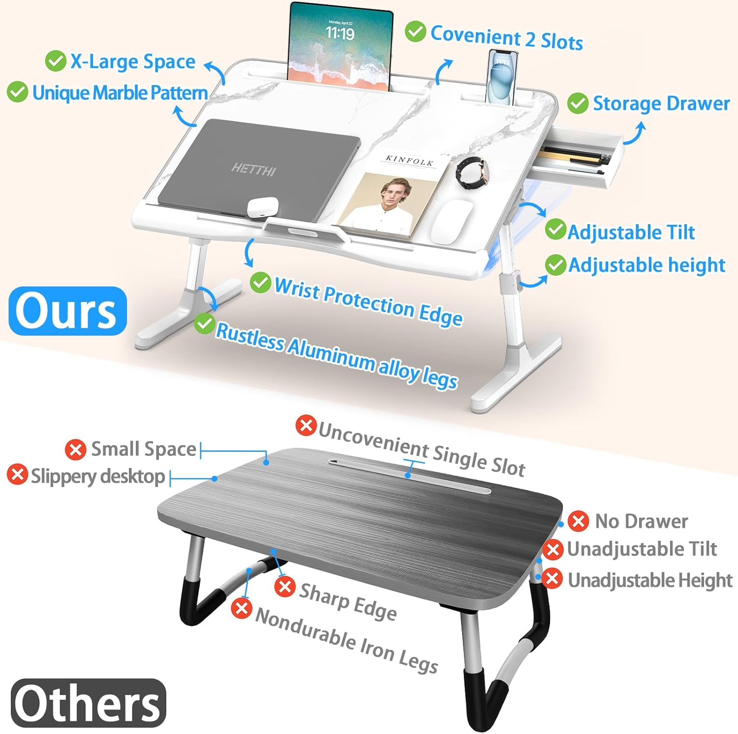 Adjustable Laptop Bed Desk wit - Adjustable Laptop Table のレビューと価格