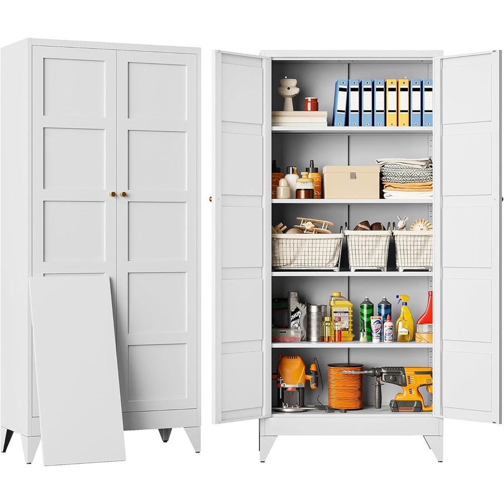 White Tall Metal Storage Cabin - Office Storage Cabinet のレビューと価格