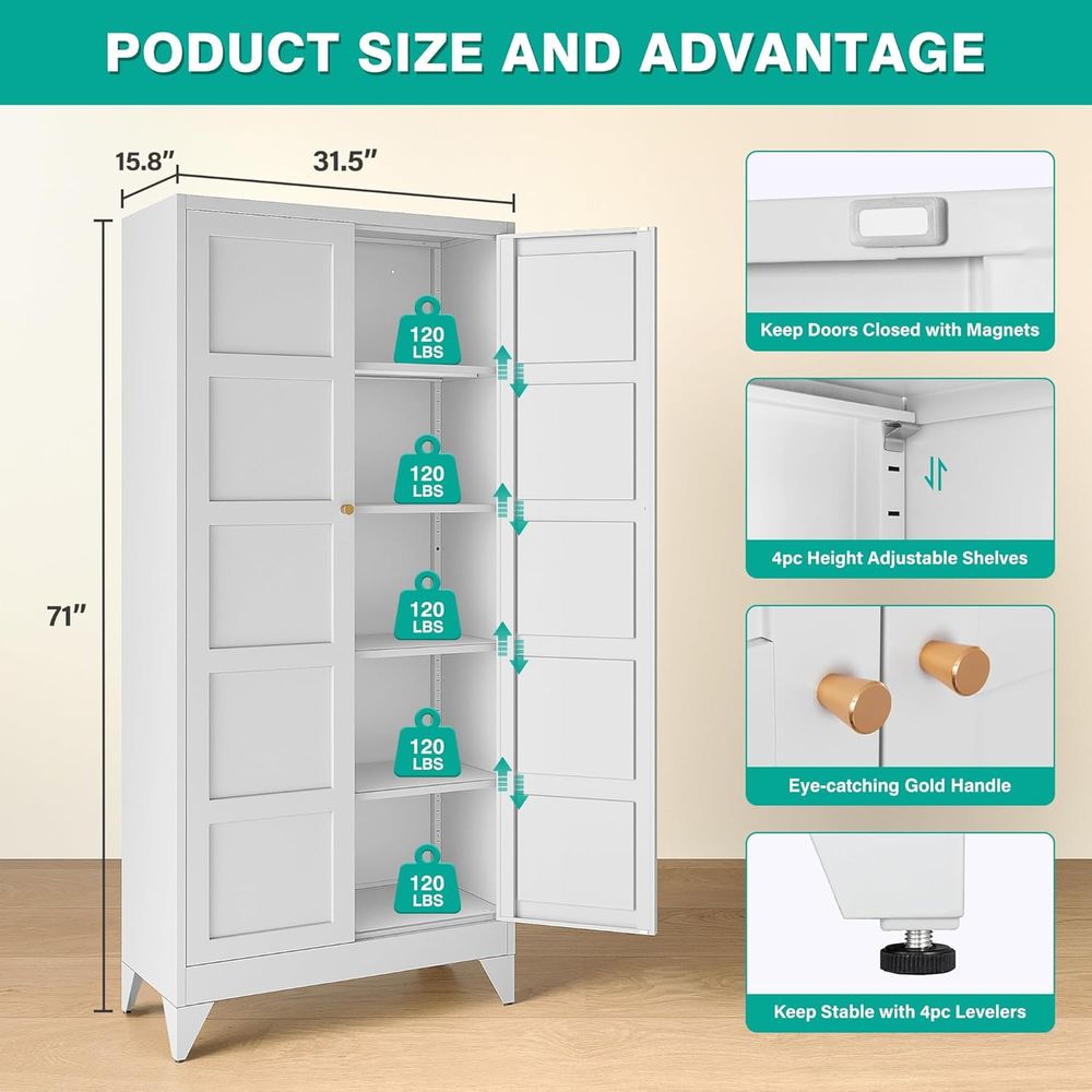 White Tall Metal Storage Cabin - Office Storage Cabinet のレビューと価格