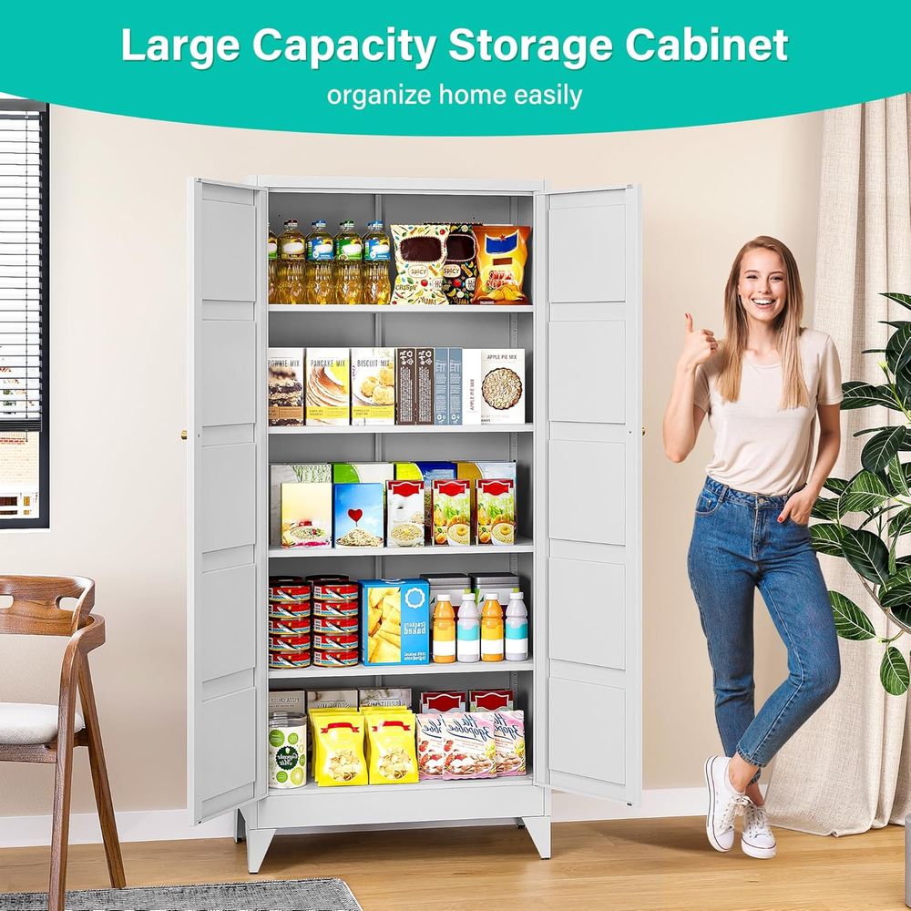 White Tall Metal Storage Cabin - Office Storage Cabinet のレビューと価格