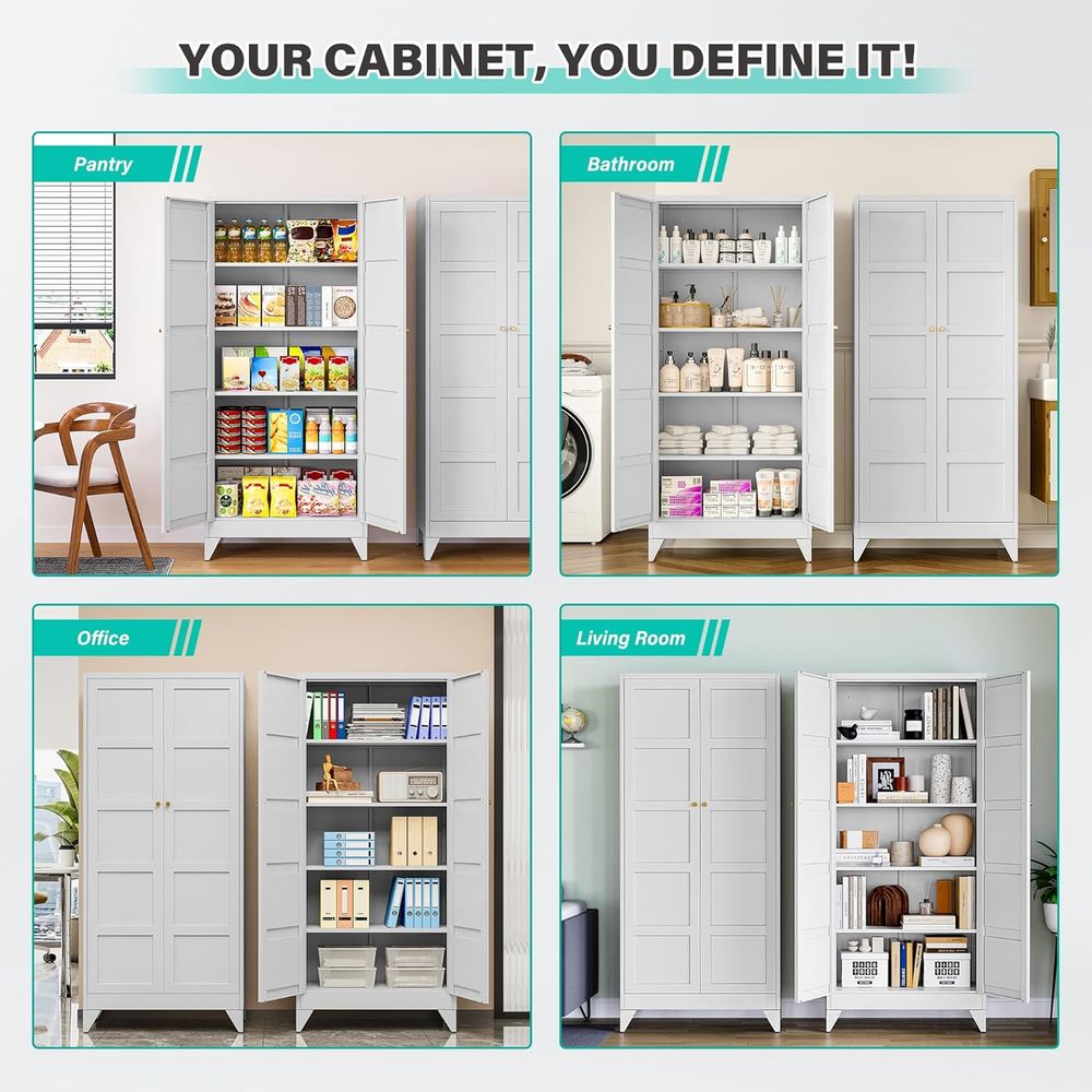 White Tall Metal Storage Cabin - Office Storage Cabinet のレビューと価格