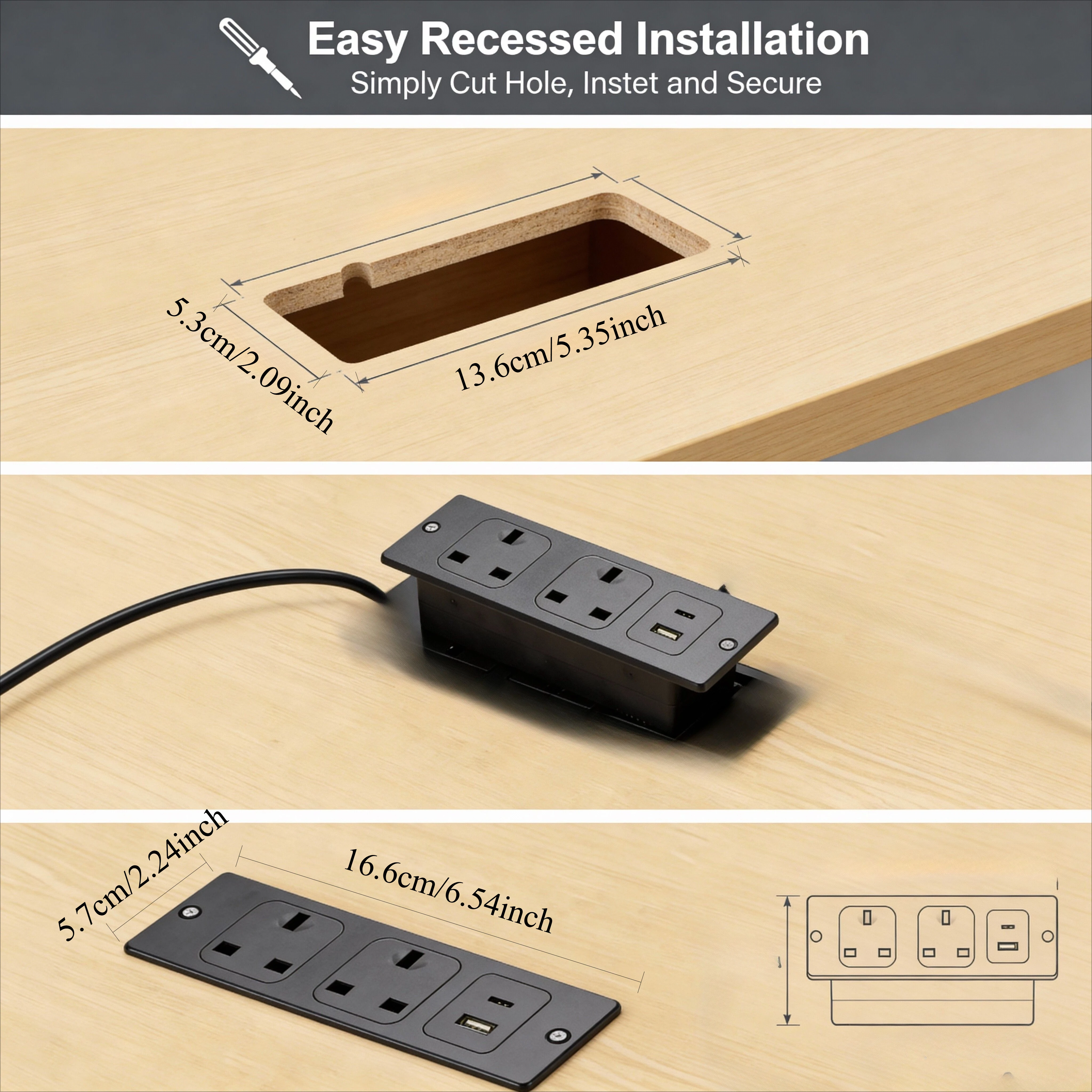 UK Embedded Table Hidden Socke - Office Furniture Uk のレビューと価格