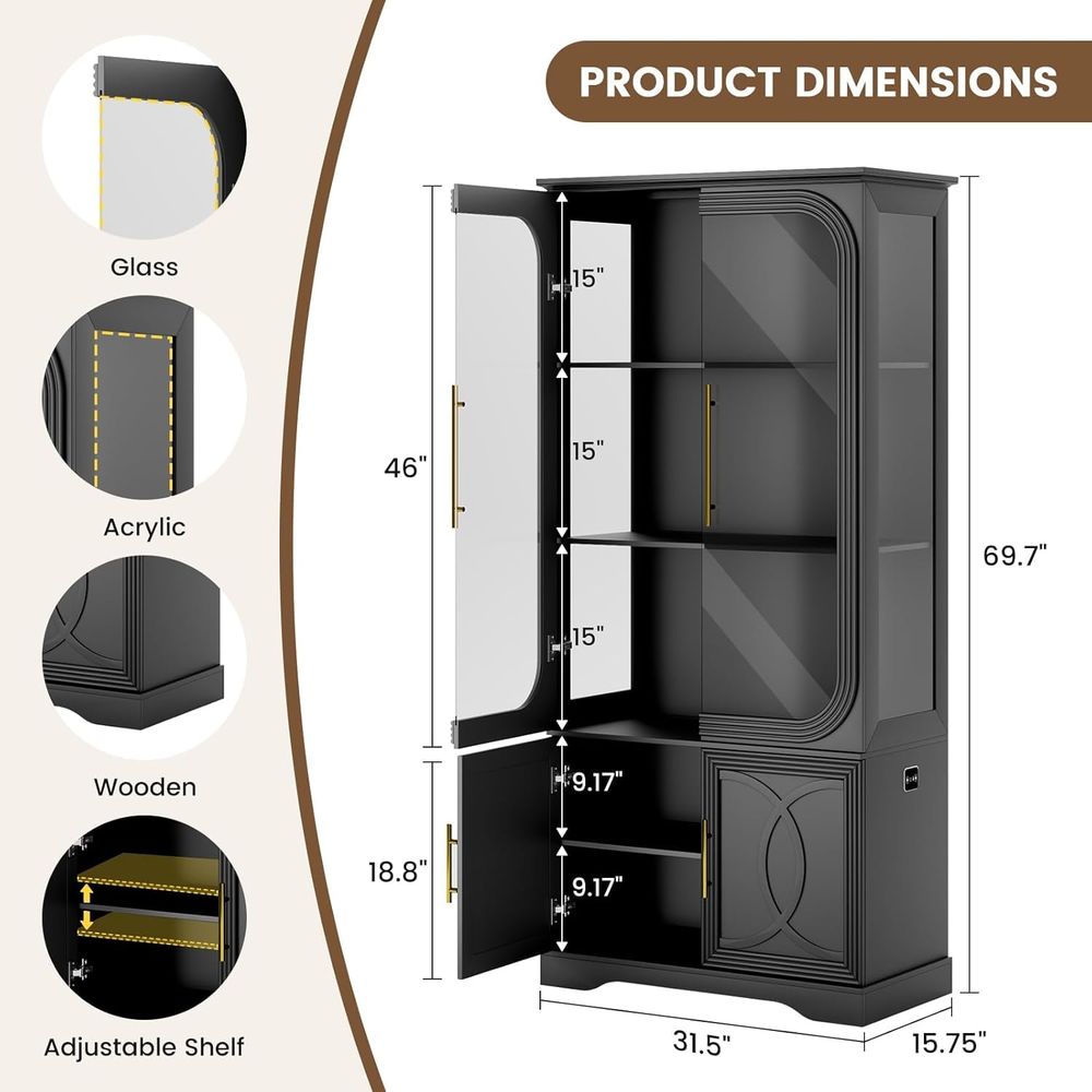 69 Tall Glass Display Cabinet  - Office Storage Cabinet のレビューと価格