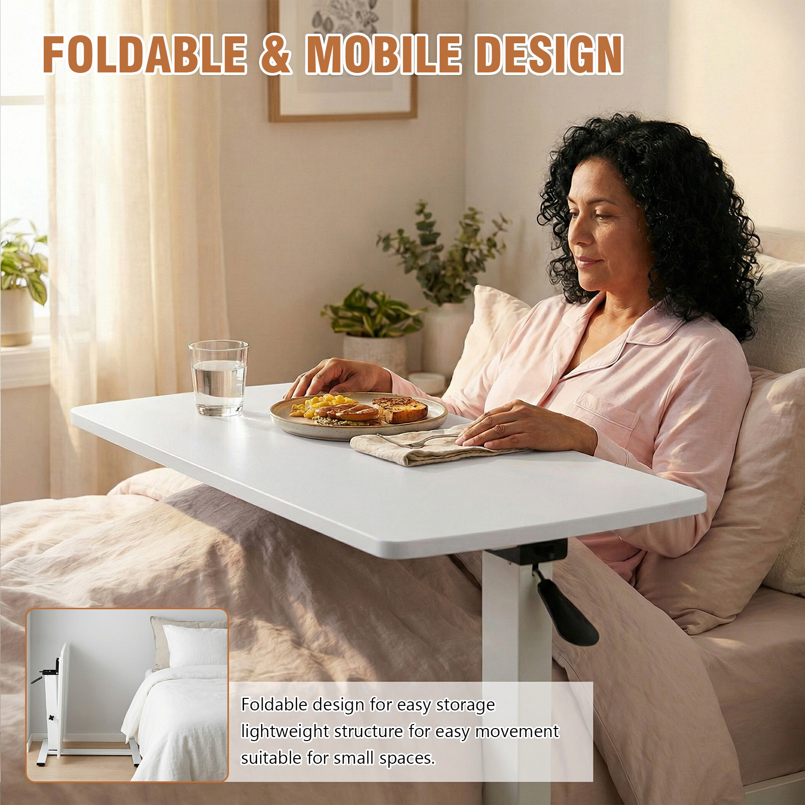 Rolling Hospital Bed Table wit - Adjustable Laptop Table のレビューと価格
