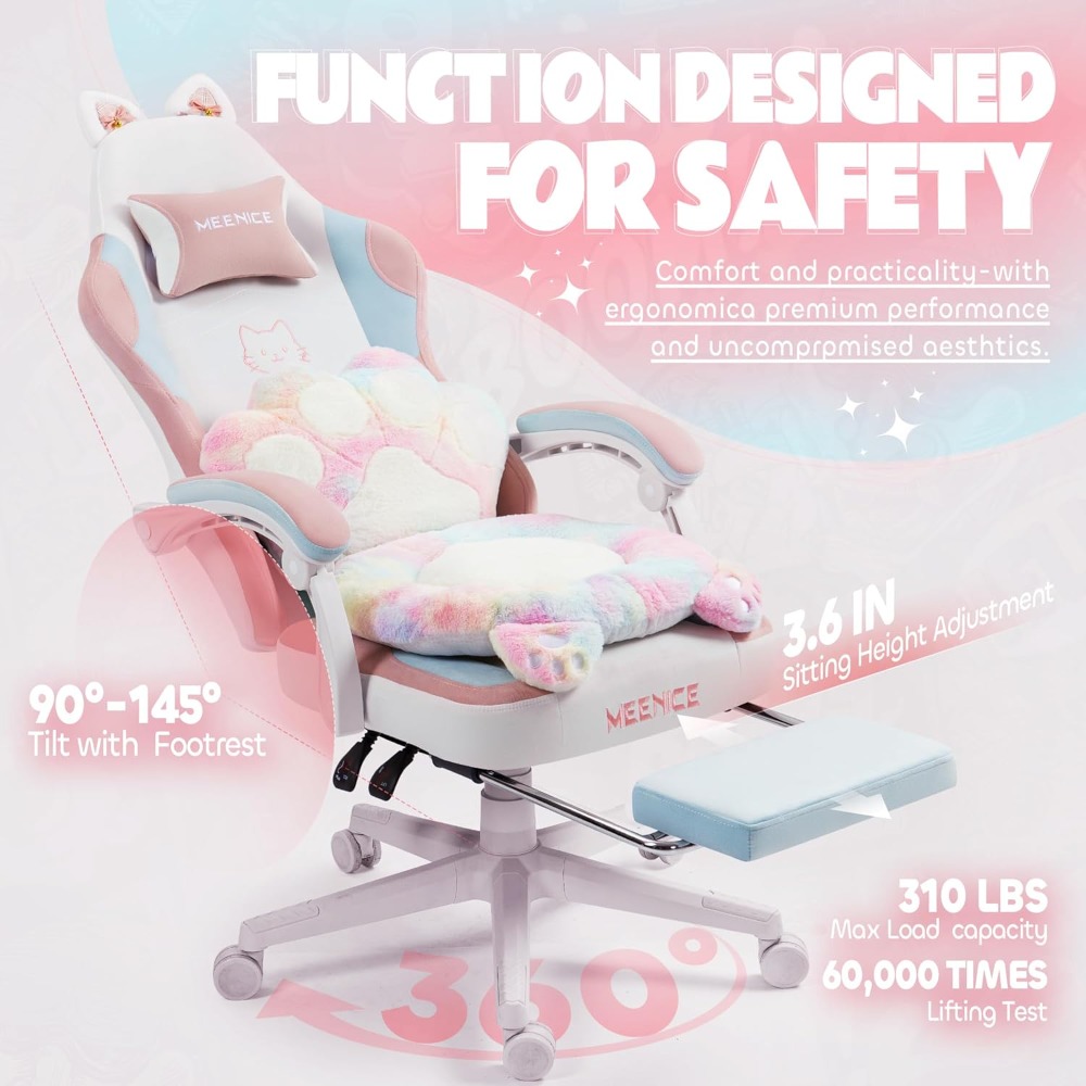 Gaming Chair Cute with Cat Ear - Office Furniture Ergonomic のレビューと価格