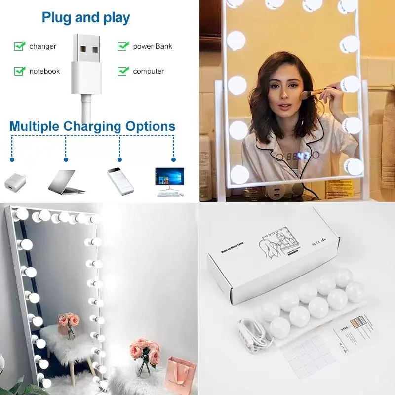 LED Light Paste Mirror Makeup  - Office Furniture Modern のレビューと価格