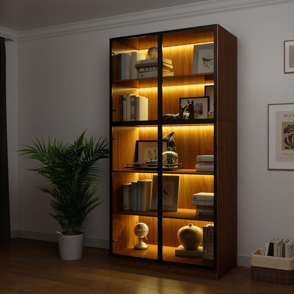 78.7 LED-lit 5-Tier Glass Door - Office Storage Cabinet のレビューと価格
