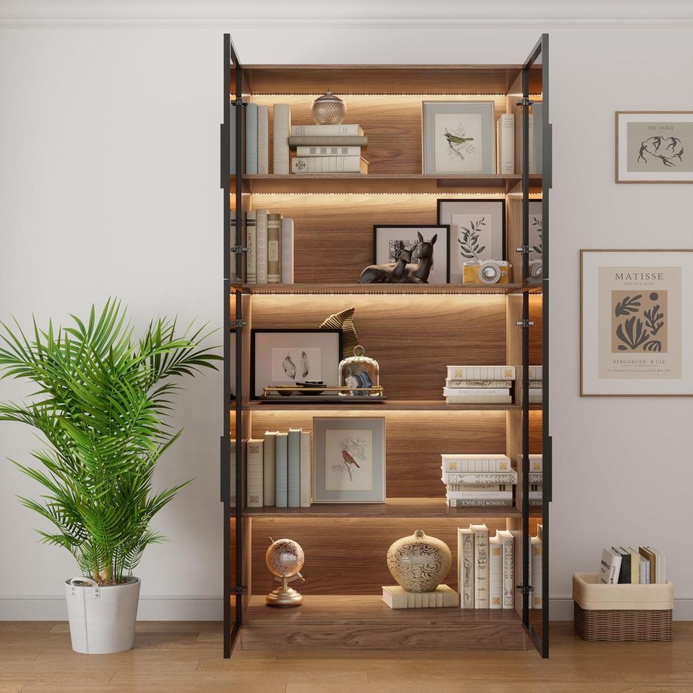 78.7 LED-lit 5-Tier Glass Door - Office Storage Cabinet のレビューと価格