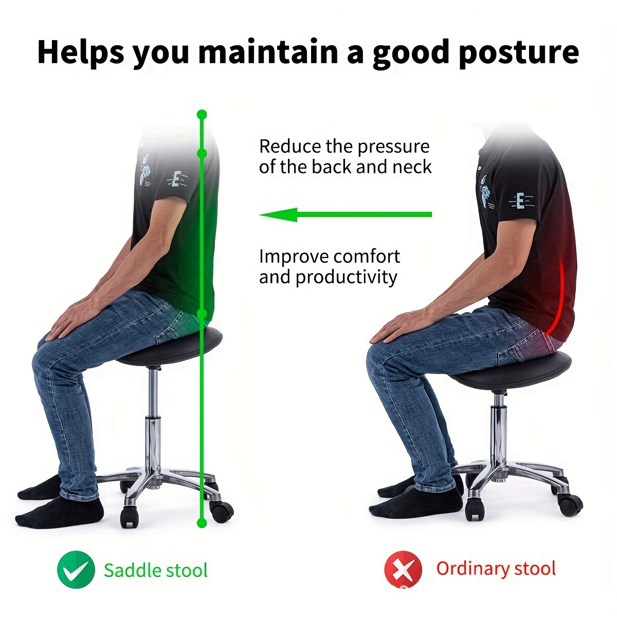Saddle Stool Rolling Swivel SP - Office Furniture Ergonomic のレビューと価格