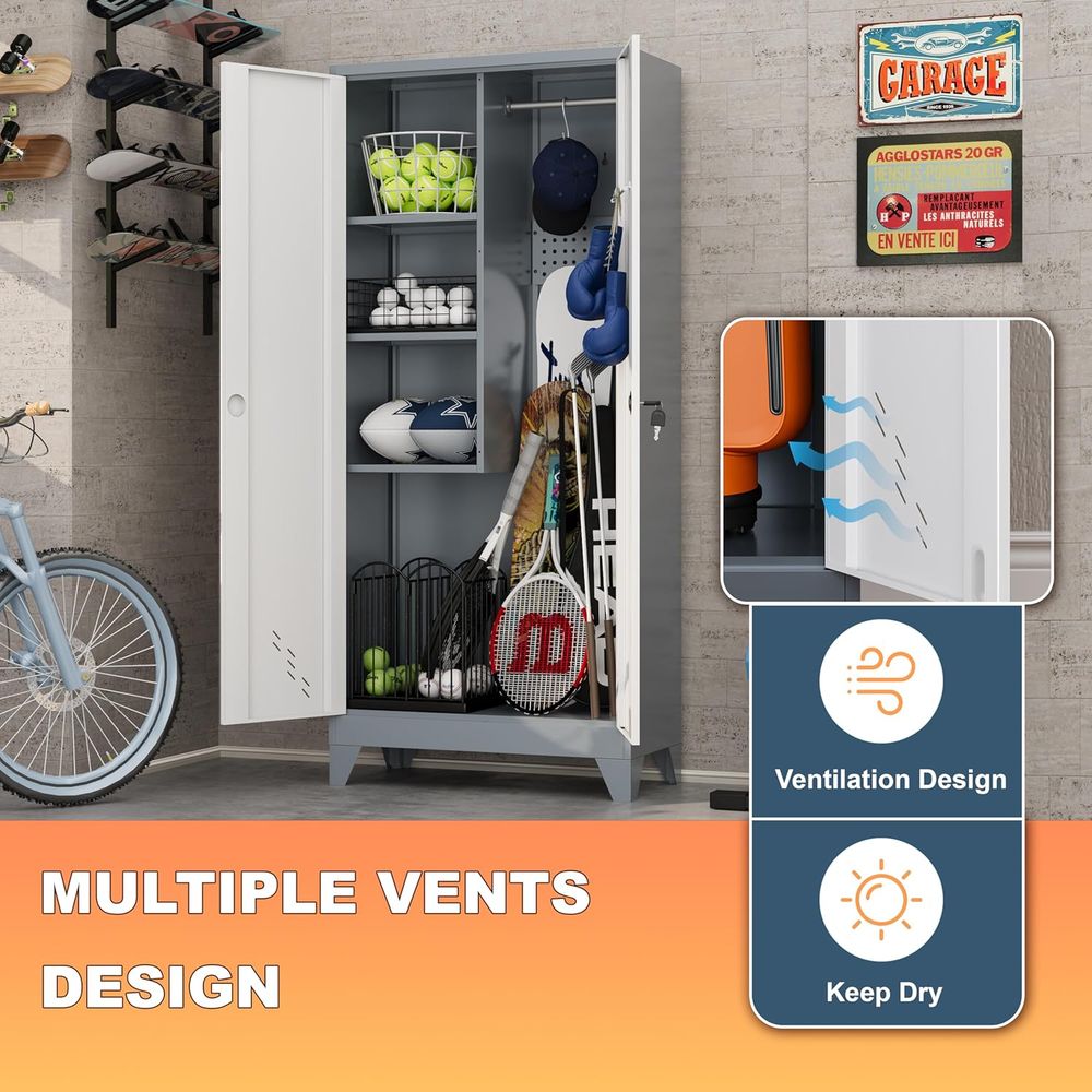 Metal Utility Cabinet with 2 D - Office Storage Cabinet のレビューと価格