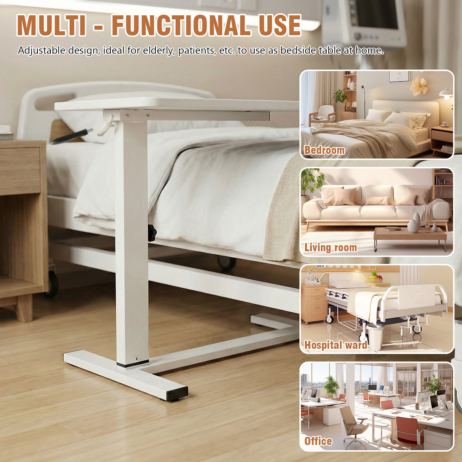 Rolling Hospital Bed Table wit - Adjustable Laptop Table のレビューと価格