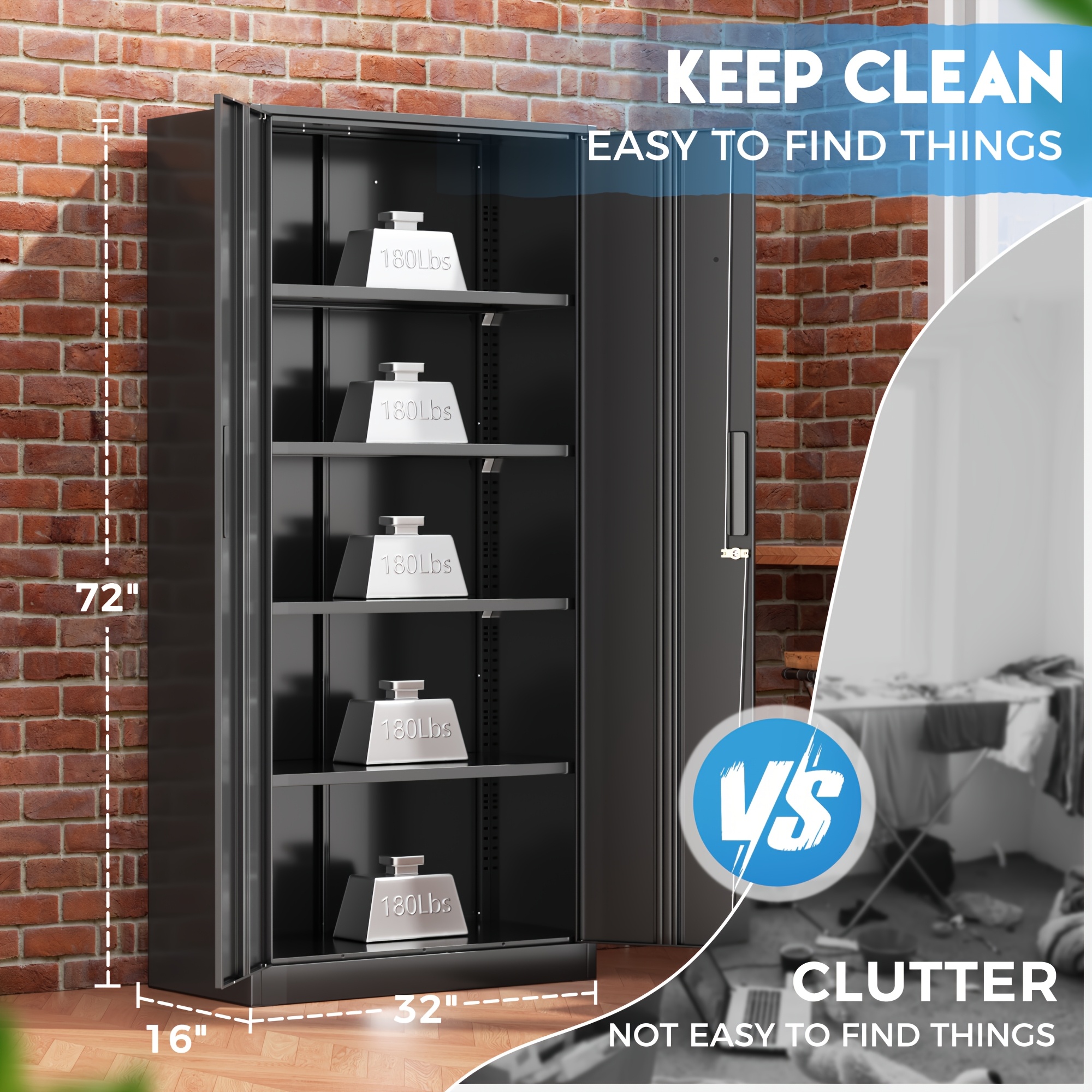 Metal Storage Cabinet, 71''/ 3 - Office Storage Cabinet のレビューと価格