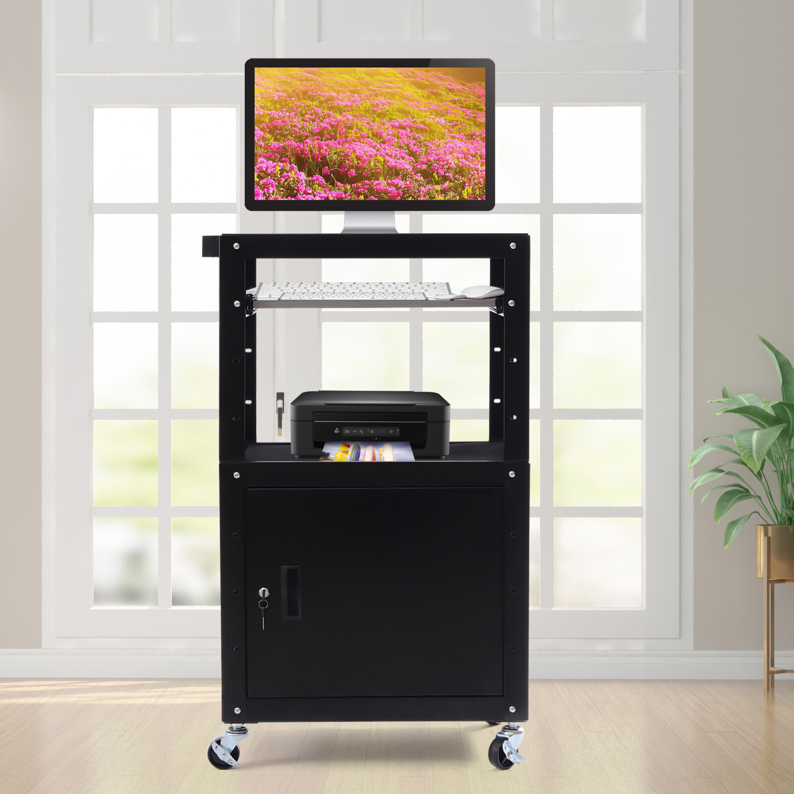 Portable Black AV Cart Steel A - Adjustable Laptop Table のレビューと価格